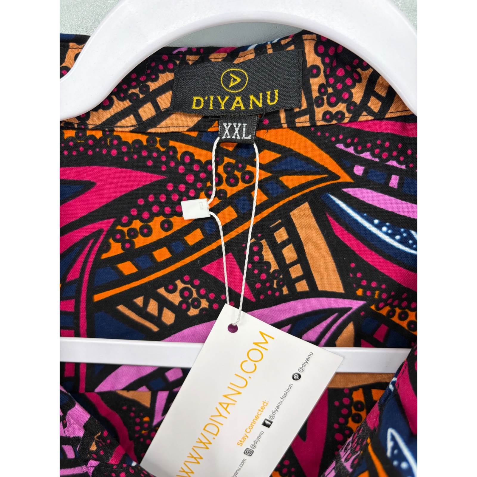 D'iyanu Mens Button Down African Print Geometric Leaf Multicolor Xxl — image 5 of 7